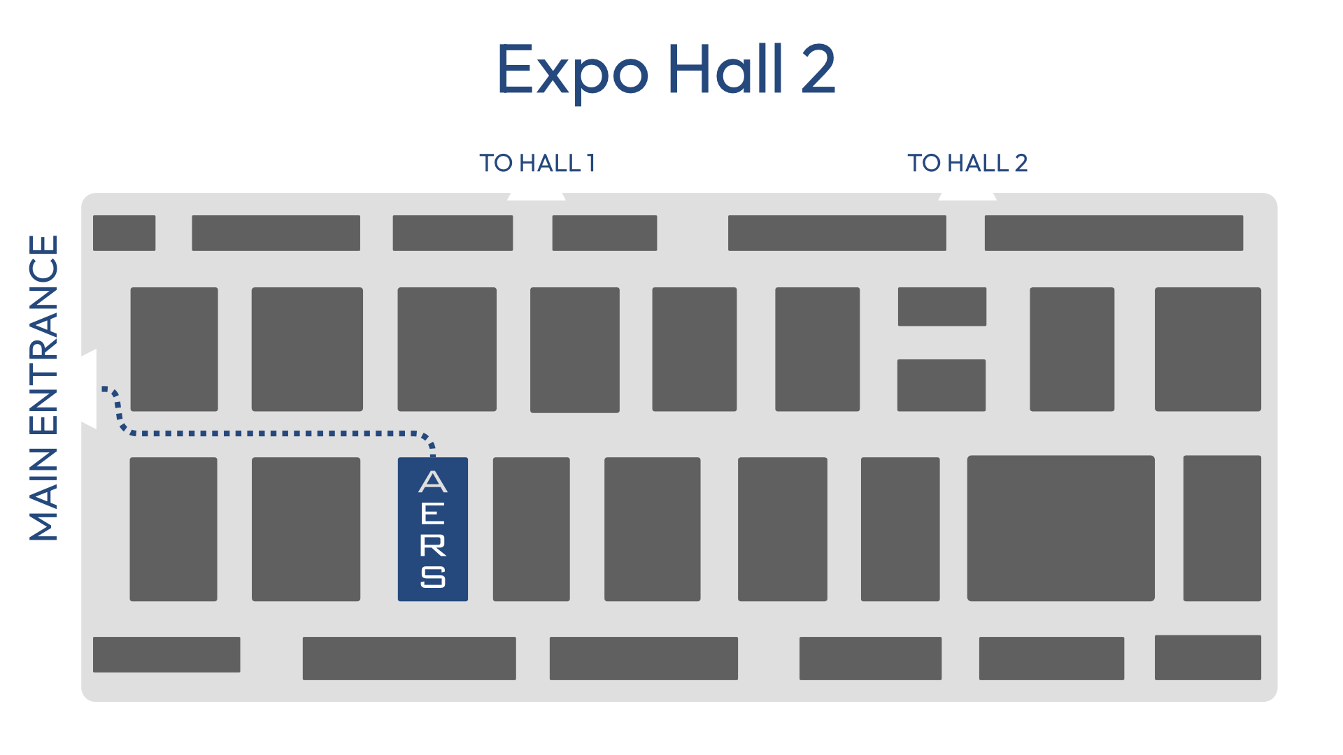 Floor plan of Expo Hall 2 with the AERS stand highlighted